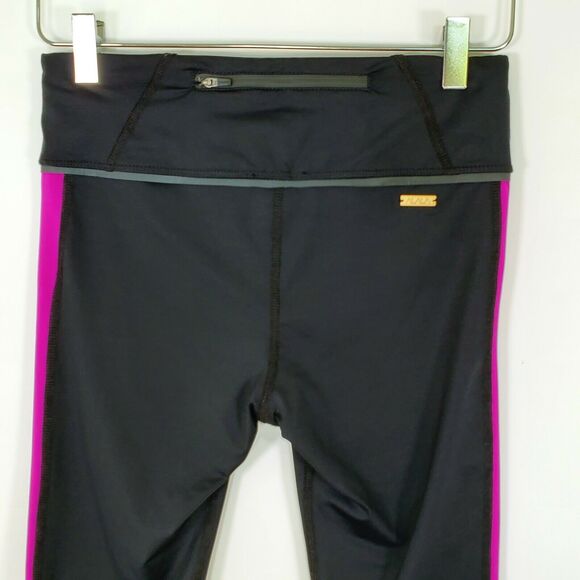 Alala Blocked Crop Tights S Mid Rise Fitted Stretch Running Black Magenta - Picture 5 of 7
